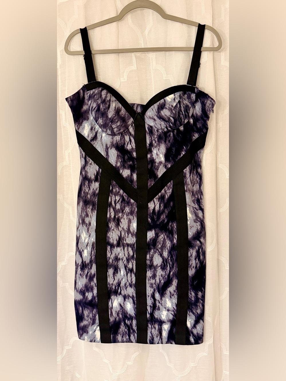 Kardashian Kollection Purple Black Tie Dye Bodycon Dress | Large 💜🖤